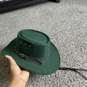Western Express Faux Felt Cowboy Hat Green Studs Adult Size 6 3/4 NEW